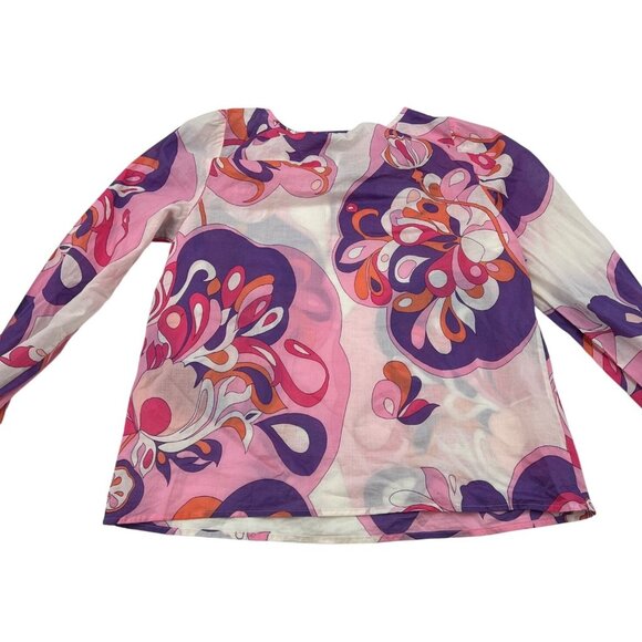 Talbots Petite MP Pink & Purple Floral Long Sleeve Cotton Blouse Top - Picture 6 of 6